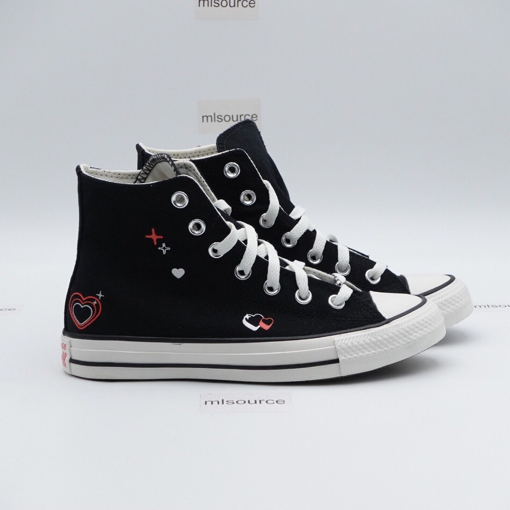 NEW Converse Chuck Taylor All Star High Top Hearts Sneakers A09116C - Picture 3 of 9